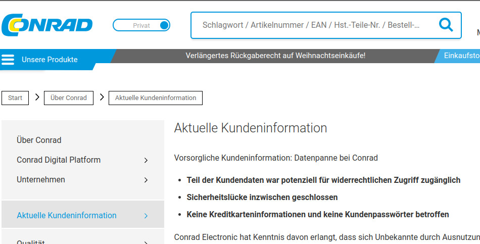Datenpanne bei Conrad