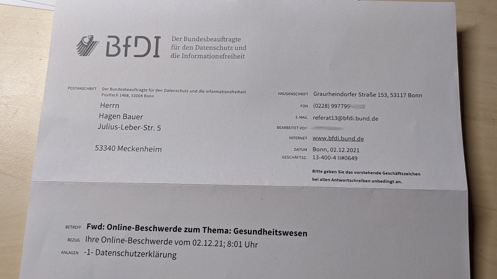 Beschwerde über Datenschutzerklärung bei erezept der TK